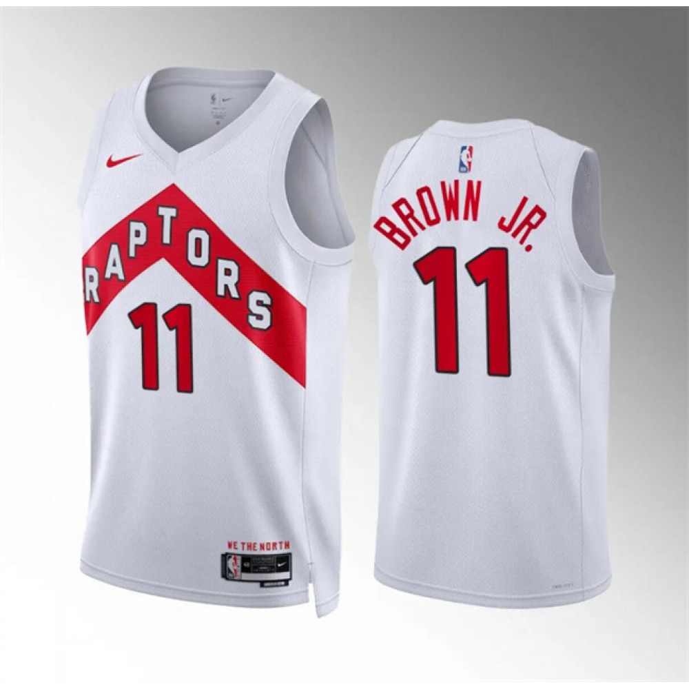 Men’s Toronto Raptors #11 Bruce Brown Jr White Association Edition Stitched Basketball Jersey
