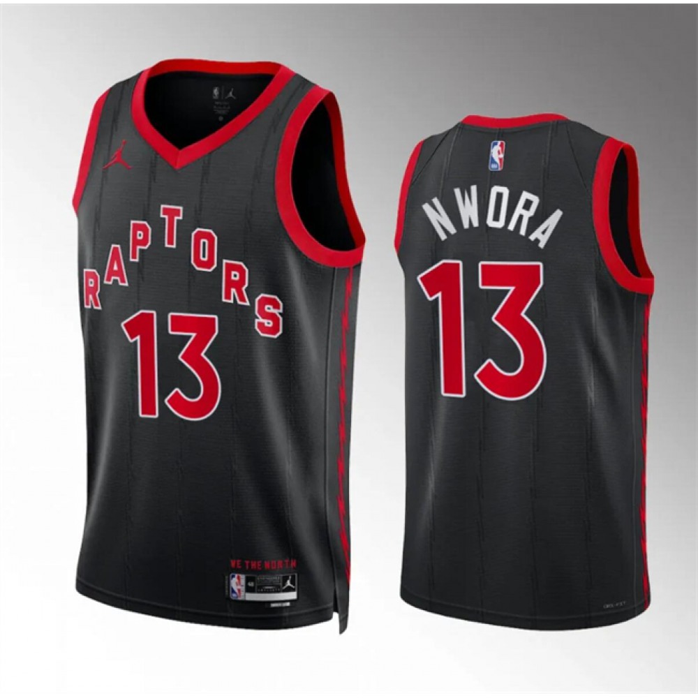 Men’s Toronto Raptors #13 Jordan Nwora Black Statement Edition Stitched Basketball Jersey