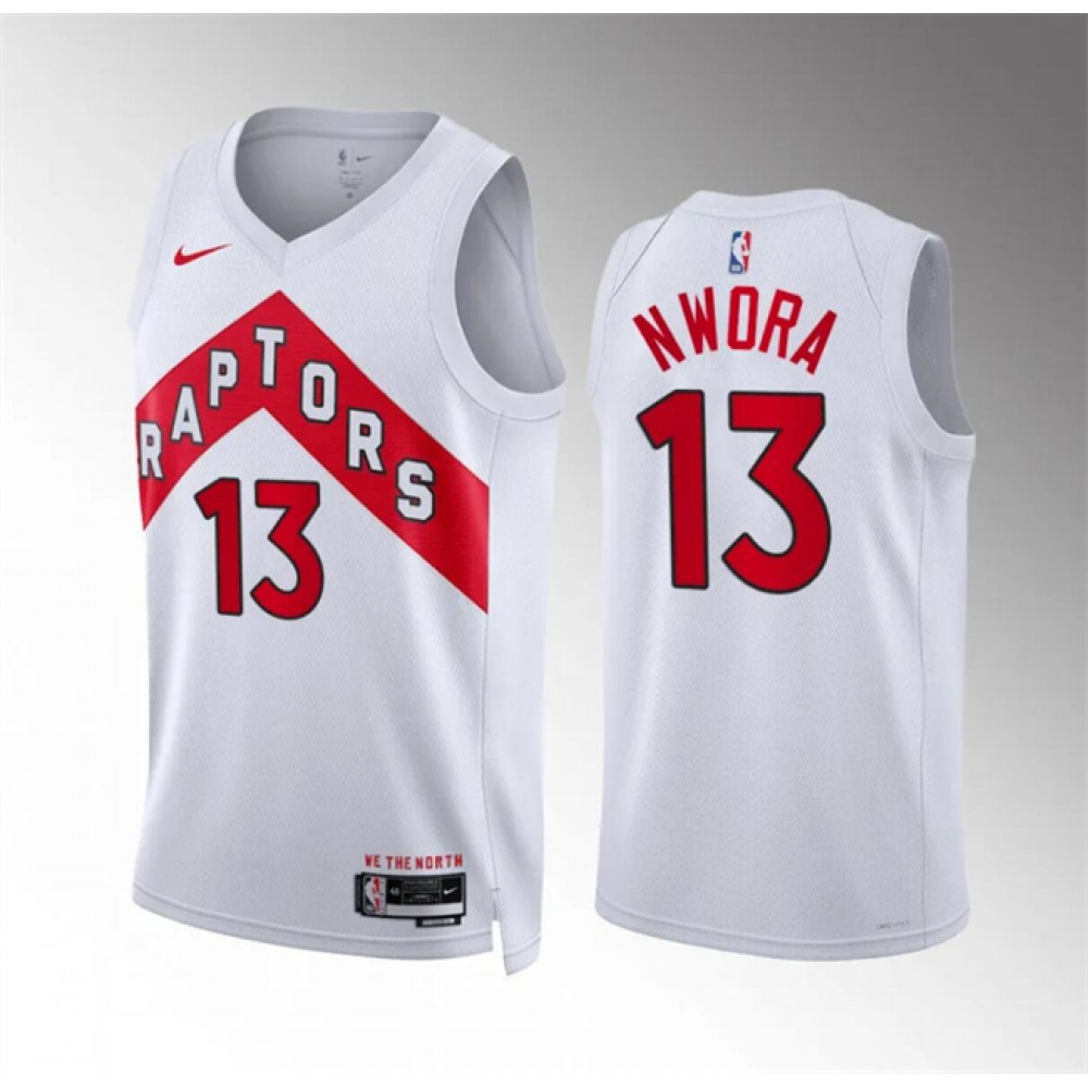 Men’s Toronto Raptors #13 Jordan Nwora White Association Edition Stitched Basketball Jersey