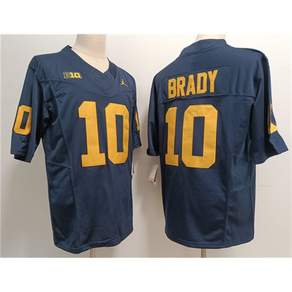 Men’s Michigan Wolverines #10 Tom Brady 2023 F.U.S.E. Navy Stitched Jersey