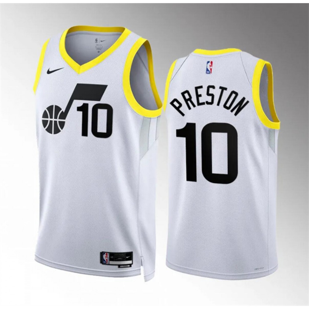 Men’s Utah Jazz #10 Jason Preston White Association Edition Stitched Basketball Jersey