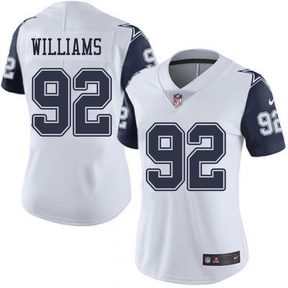 Women’s Dallas Cowboys #92 Quinnen Williams Esch White Color Rush Vapor Limited Stitched Jersey