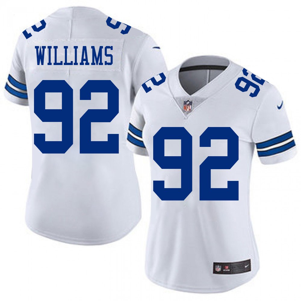 Women’s Dallas Cowboys #92 Quinnen Williams Esch White Color Rush Vapor Limited Stitched Jersey