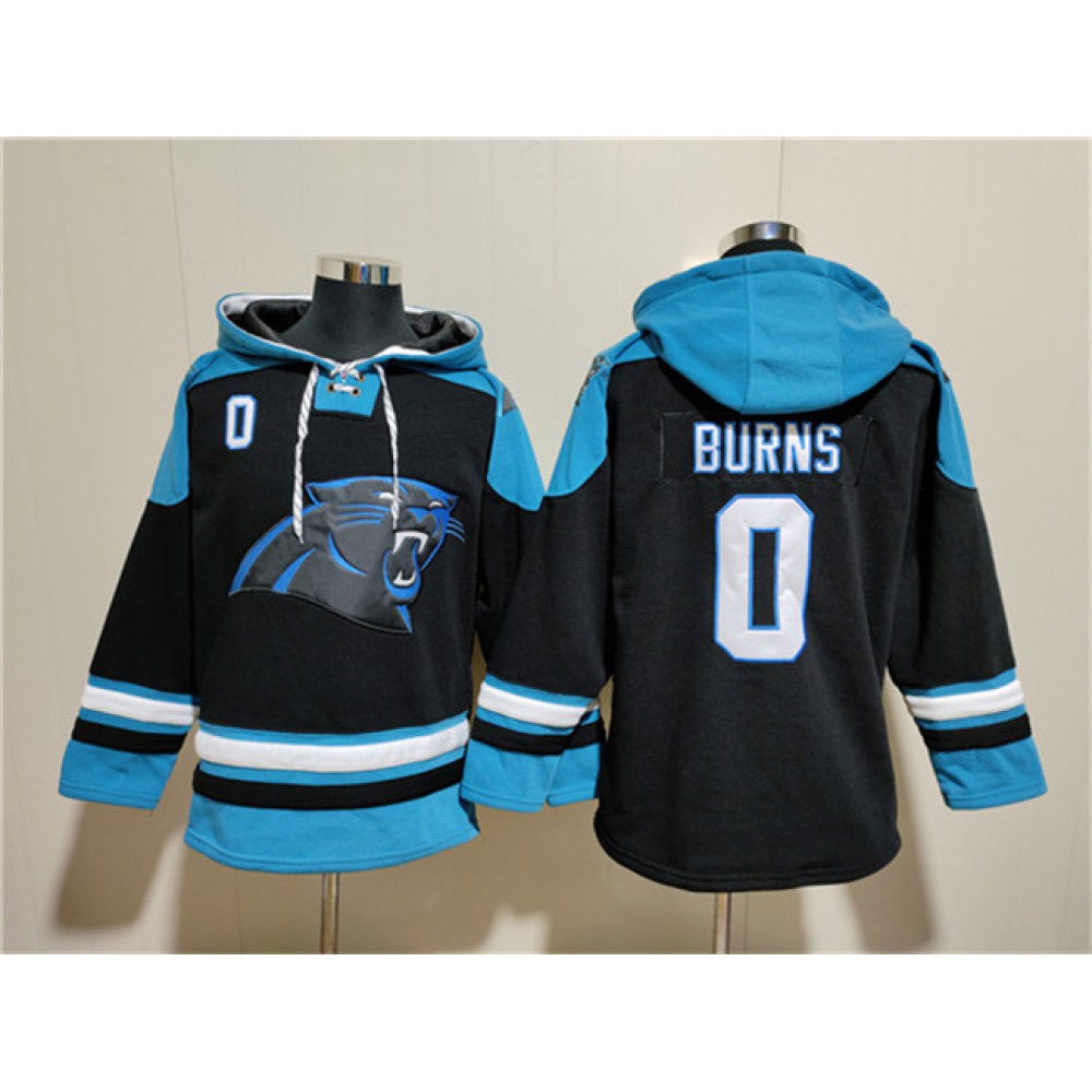 Men’s Carolina Panthers #0 Brian Burns Black Ageless Must-Have Lace-Up Pullover Hoodie