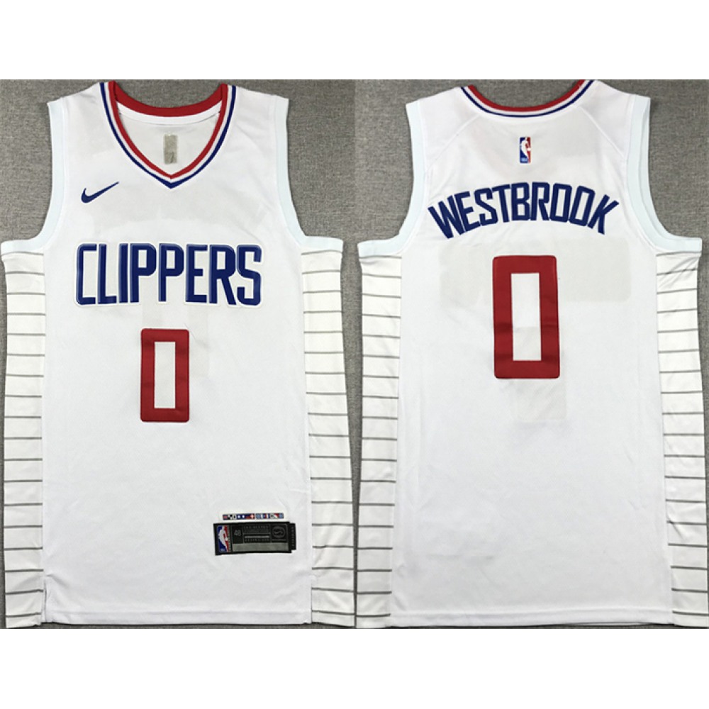 Men’s Los Angeles Clippers #0 Russell Westbrook White 2023 Association Edition Stitched Jersey