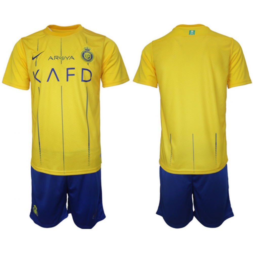 Men’s Al Nassr Custom 2023/24 Yellow Away Soccer Jersey Suit