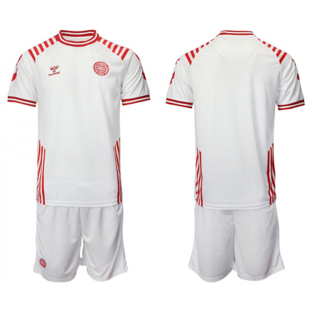 Men’s Denmark Custom White 2022 FIFA World Cup Away Soccer Jersey Suit