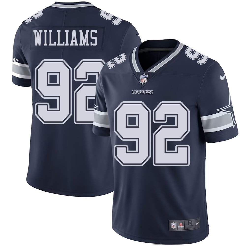 Youth Dallas Cowboys #92 Quinnen Williams Esch Navy Color Rush Vapor Limited Stitched Jersey