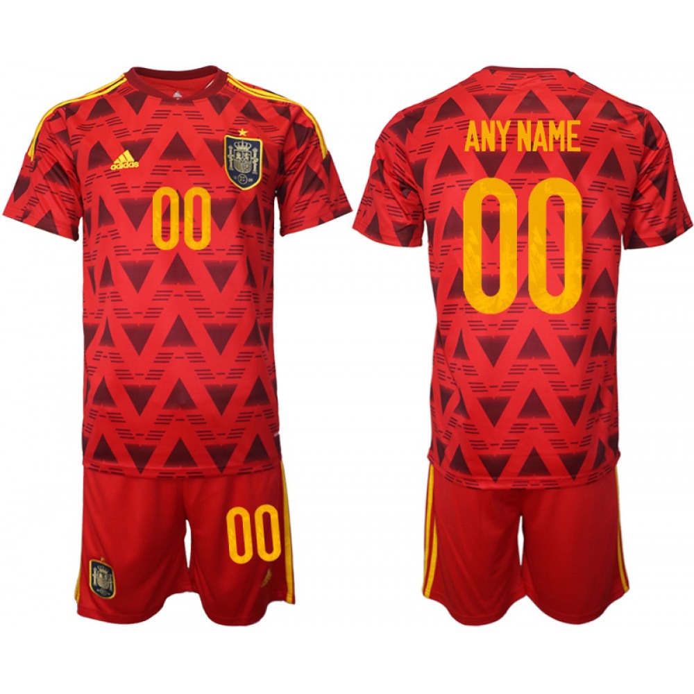 Men’s Spain Custom Red Home Soccer Jersey Suit