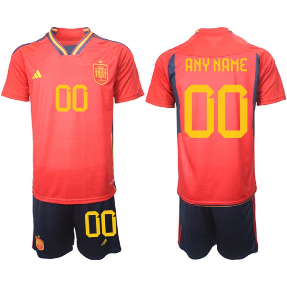 Men’s Spain Custom Red Home Soccer Jersey Suit