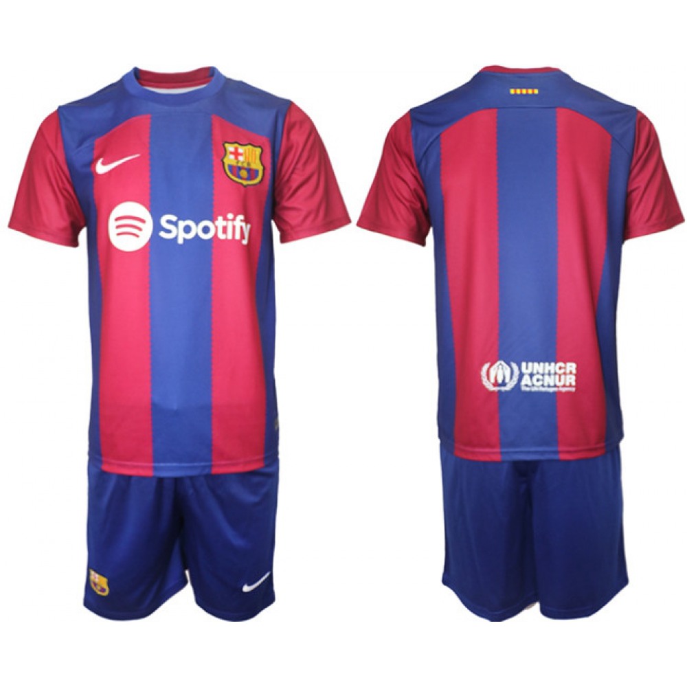 Men’s Barcelona Custom 2023/24 Blue/Red Home Soccer Jersey Suit