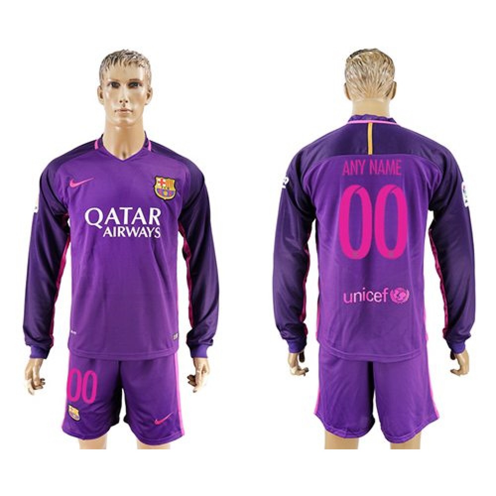 Barcelona Personalized Away Long Sleeves Soccer Club Jersey