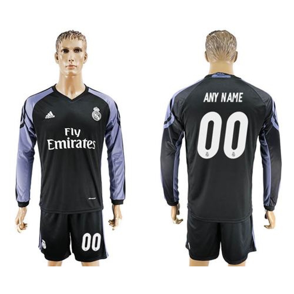 Real Madrid Personalized Sec Away Long Sleeves Soccer Club Jersey