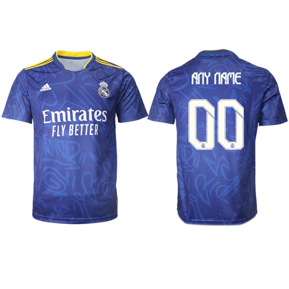 Men’s Real Madrid Custom 2021/22 Blue Away Soccer Jersey