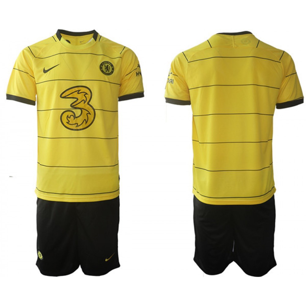 Men’s Chelsea 2021/22 Yellow Away Soccer Jersey Suit