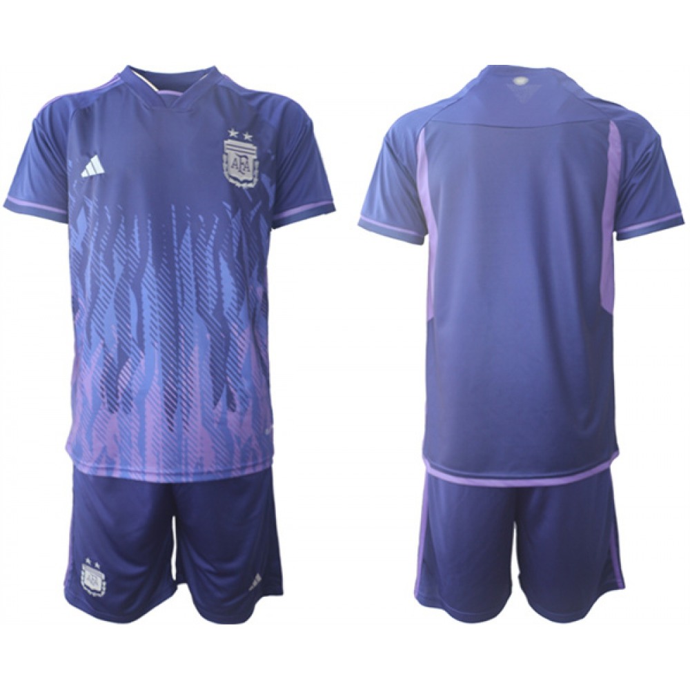 Men’s Argentina Blank Purple 2022 FIFA World Cup Away Soccer Jersey Suit