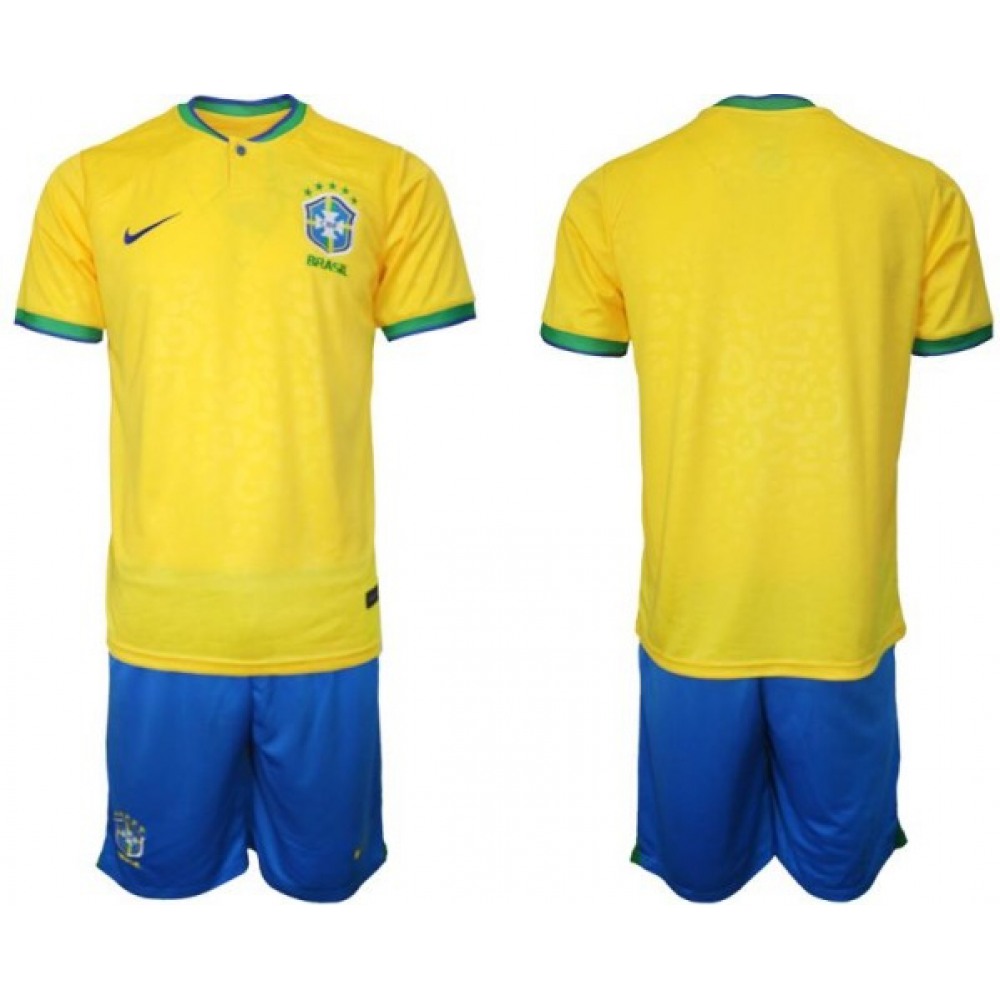 Men’s Brazil Blank Yellow Home Soccer Jersey Suit