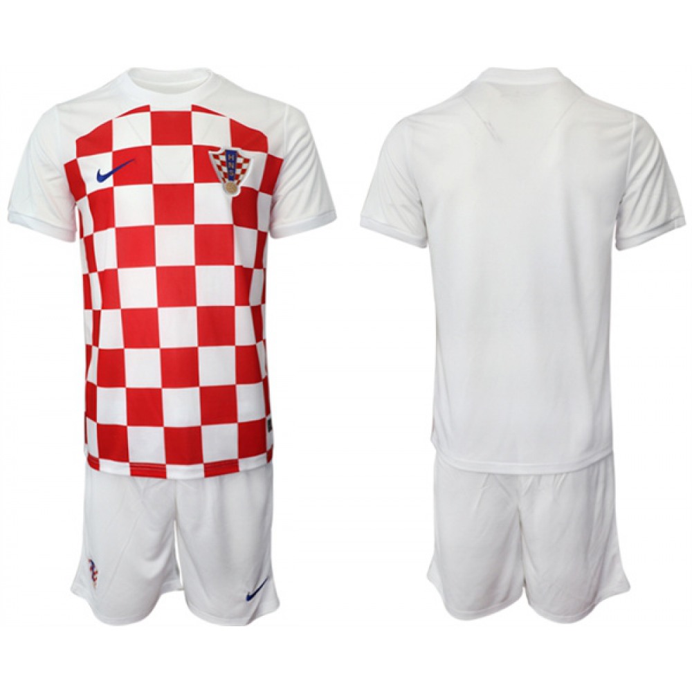 Men’s Croatia Blank White Home Soccer Jersey Suit