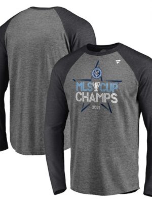 Men's New York City FC 2021 Grey MLS Cup Champions Locker Room Raglan Long Sleeve T-Shirt