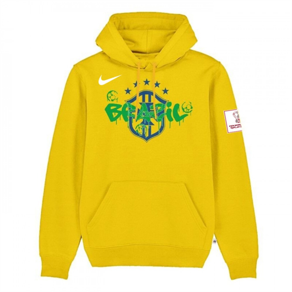 Men’s Brazil FIFA World Cup Soccer Yellow Hoodie 001