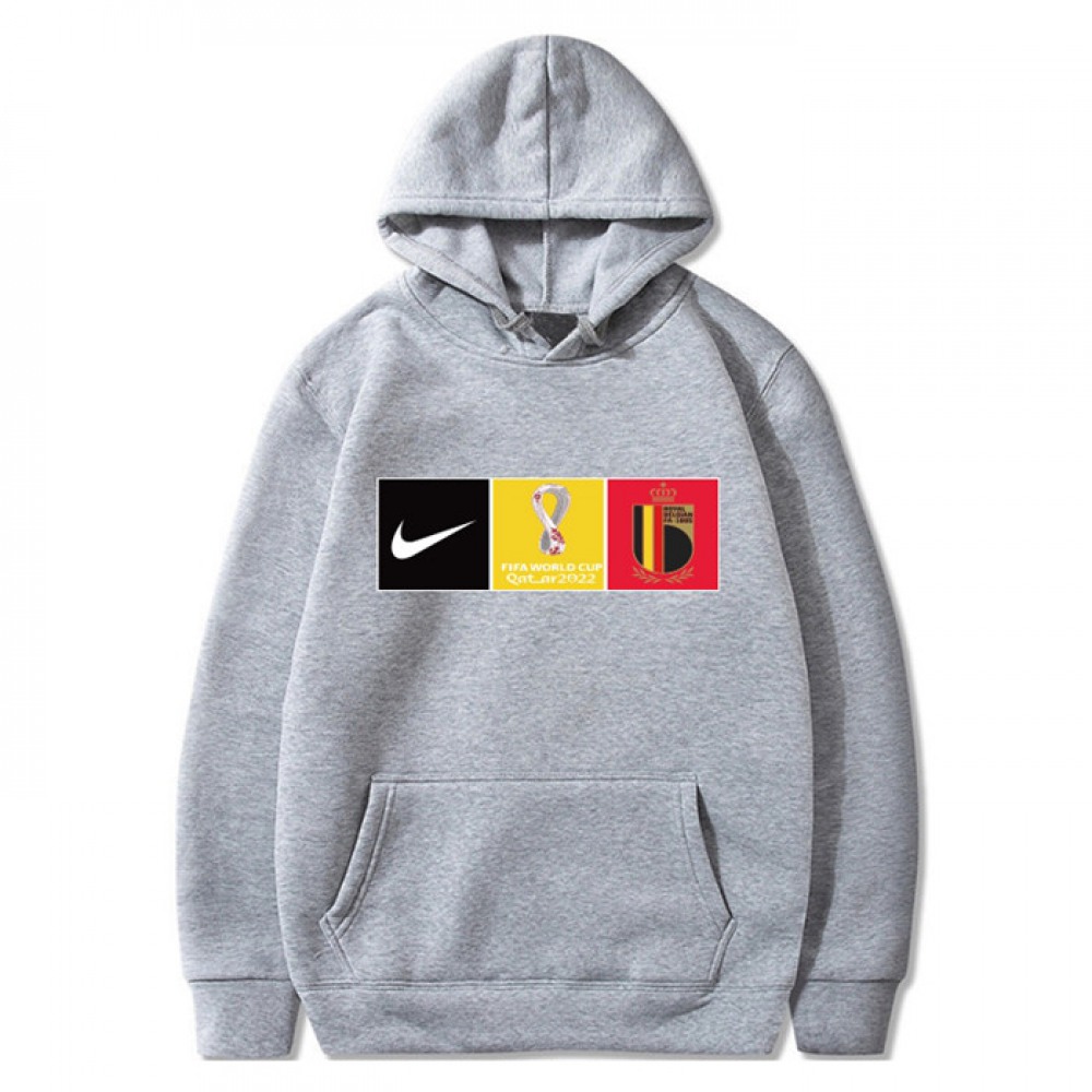 Men’s Belgium World Cup Soccer Hoodie Grey