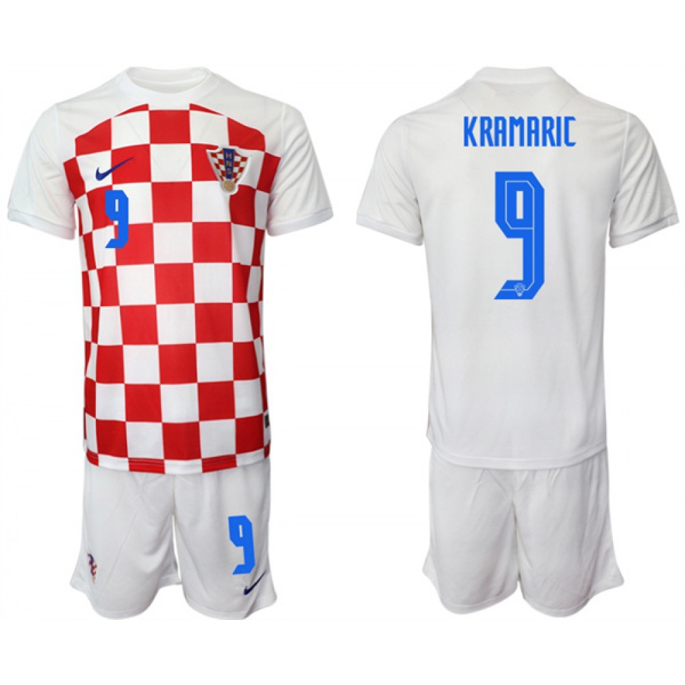 Men’s Croatia #9 Kramaric White Home Soccer Jersey Suit