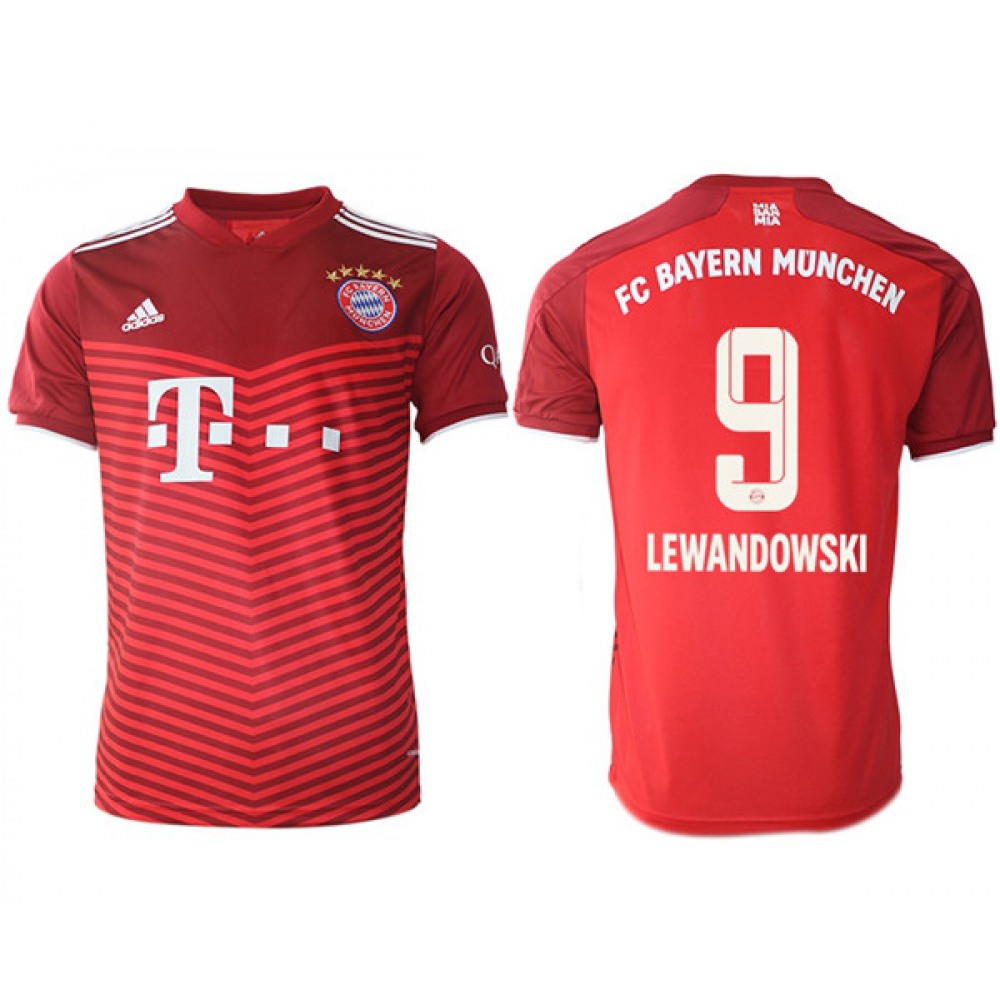 Men’s FC Bayern Munchen #9 Robert Lewandowski Red Home Soccer Jersey