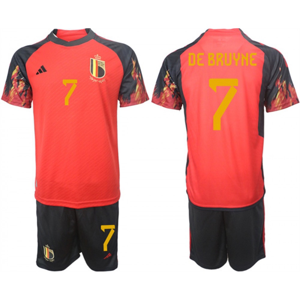 Men’s Belgium #7 De Bruyne Red 2022 FIFA World Cup Home Soccer Jersey Suit