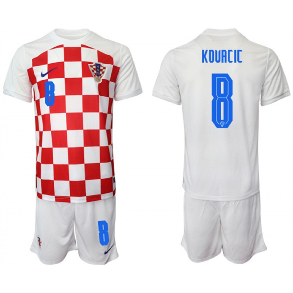 Men’s Croatia #8 Kovacic White Home Soccer Jersey Suit