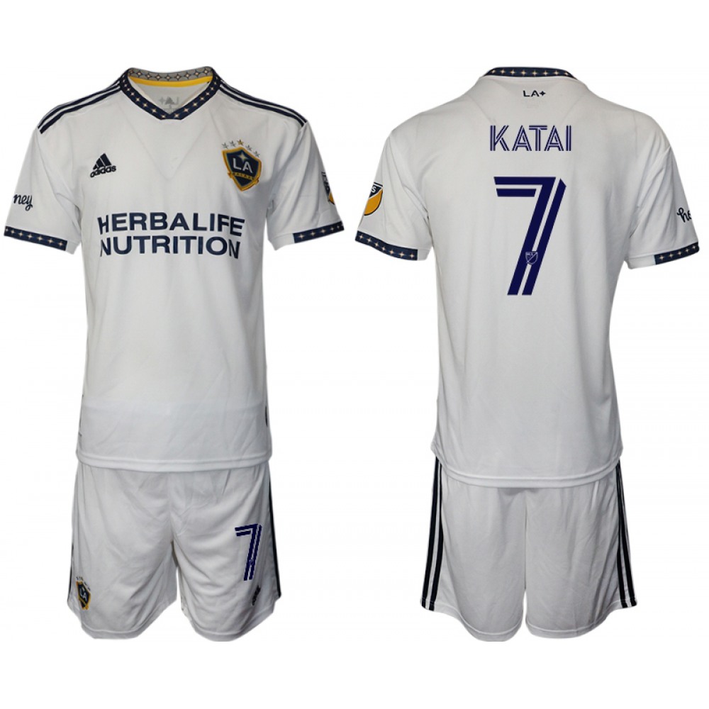 Men’s LA Galaxy #7 Katai White Home Soccer Jersey Suit