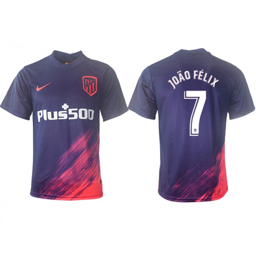 Men’s Athletic De Madrid #7 Joao Felix Purple Away Soccer Jersey