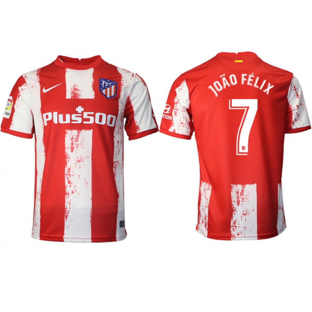 Men’s Athletic De Madrid #7 Joao Felix Red/White Home Soccer Jersey