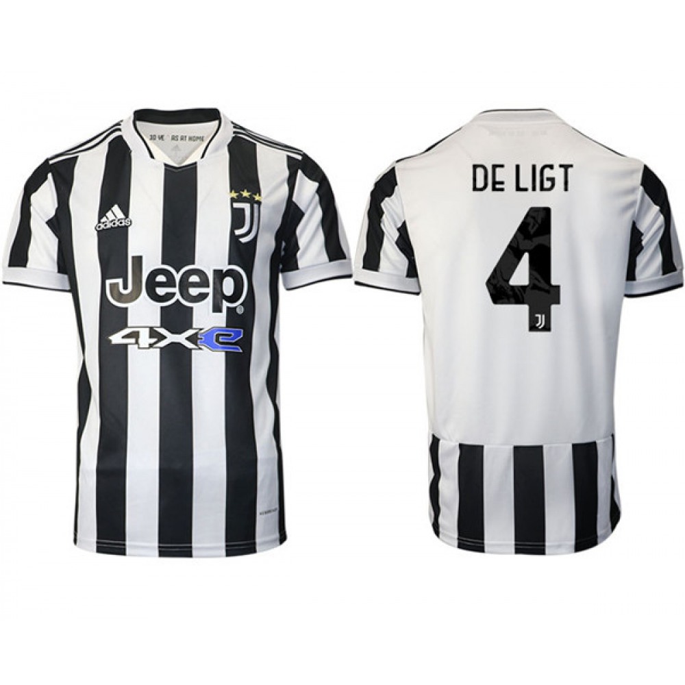 Men’s Juventus #4 Matthijs de Ligt White/Black Home Soccer Jersey