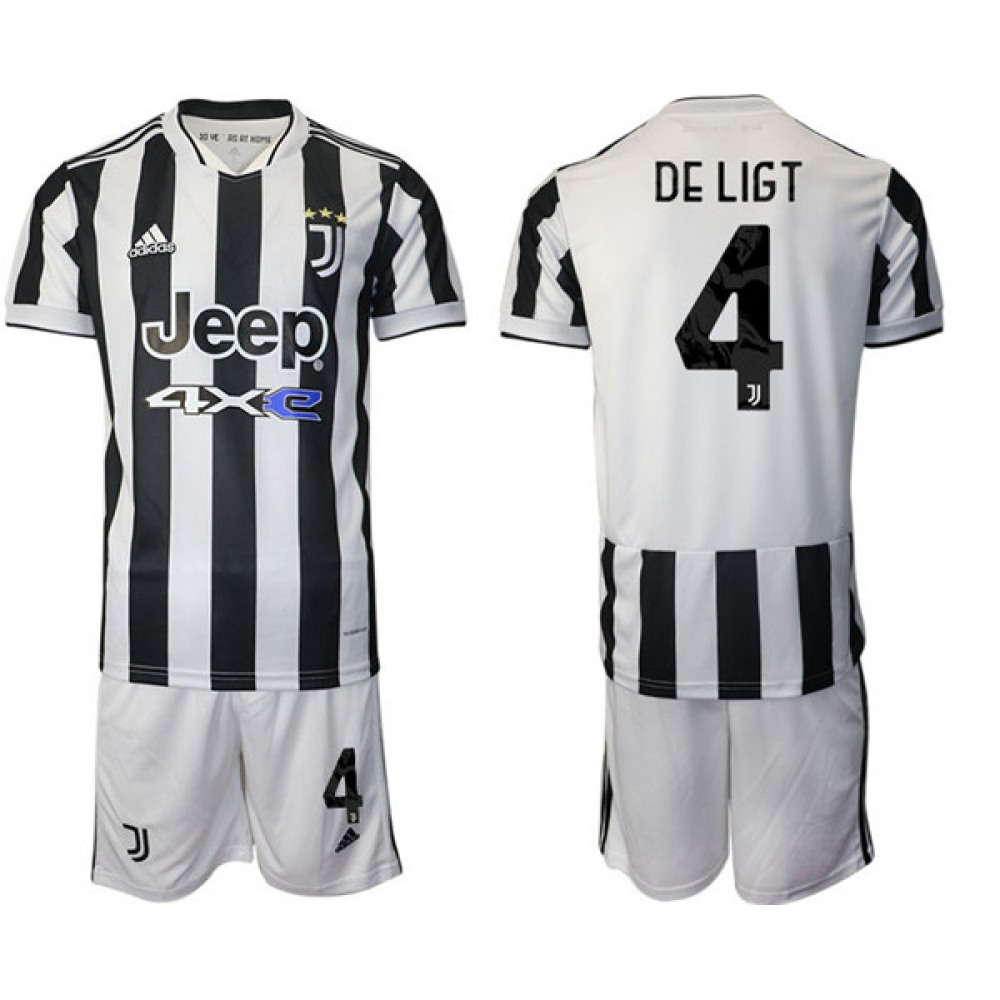 Men’s Juventus #4 Matthijs de Ligt White/Black Home Soccer Jersey Suit