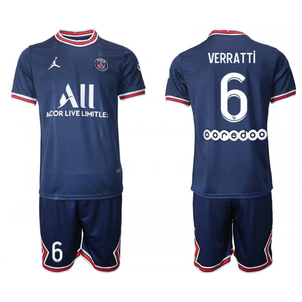 Men’s Paris Saint-Germain #6 Verratti Ramos 2021/22 Blue Soccer Jersey