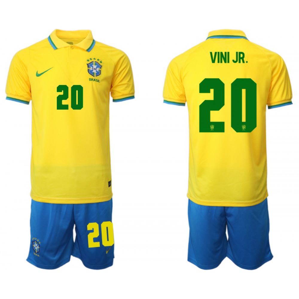 Men’s Brazil #20 Vini Jr. Yellow Home Soccer Jersey Suit