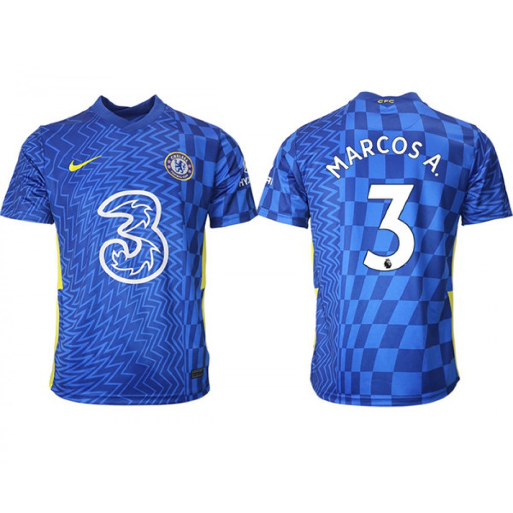 Men’s Chelsea #3 Marcos Alonso 2021/22 Blue Home Soccer Jersey