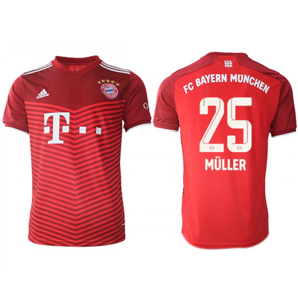 Men’s FC Bayern Munchen #25 Thomas Muller Red Home Soccer Jersey