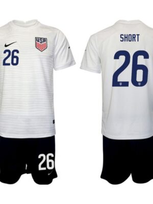 Men's United States #26 Short White Home Soccer Jersey Suit