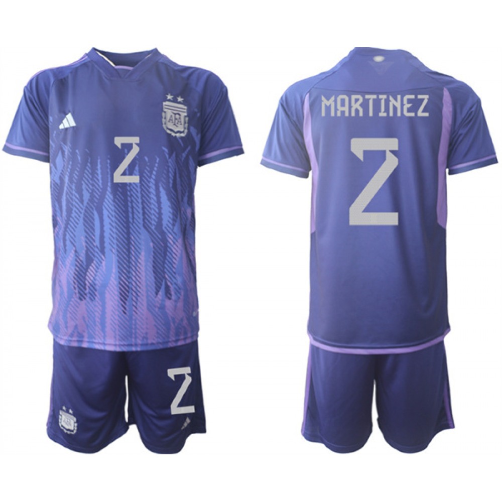 Men’s Argentina #2 Martinez Purple 2022 FIFA World Cup Away Soccer Jersey Suit