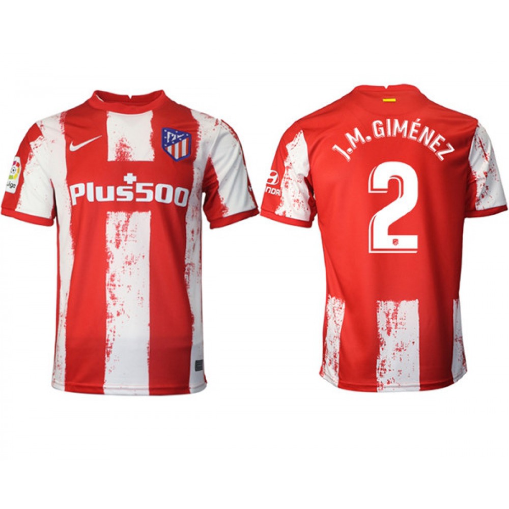Men’s Athletic De Madrid #2 Jose Gimenez Red/White Home Soccer Jersey