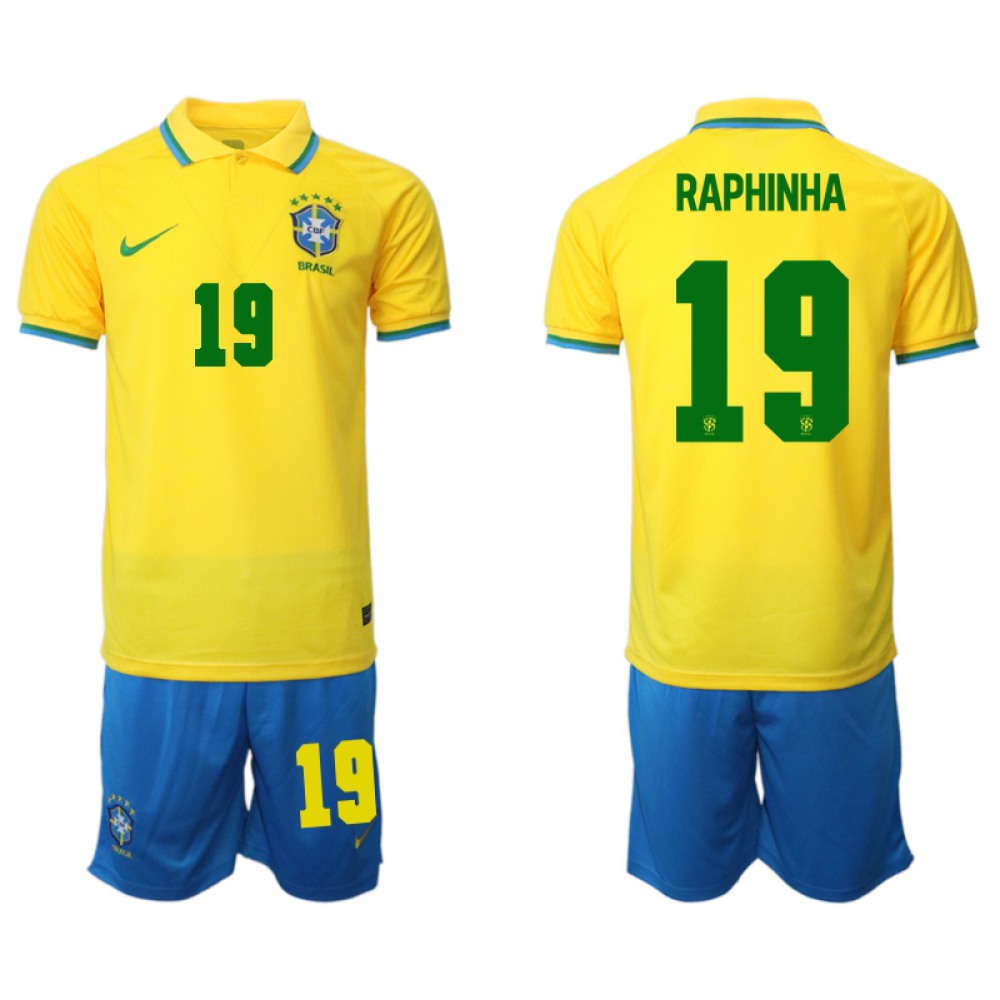 Men’s Brazil #19 Raphinha Yellow Home Soccer Jersey Suit