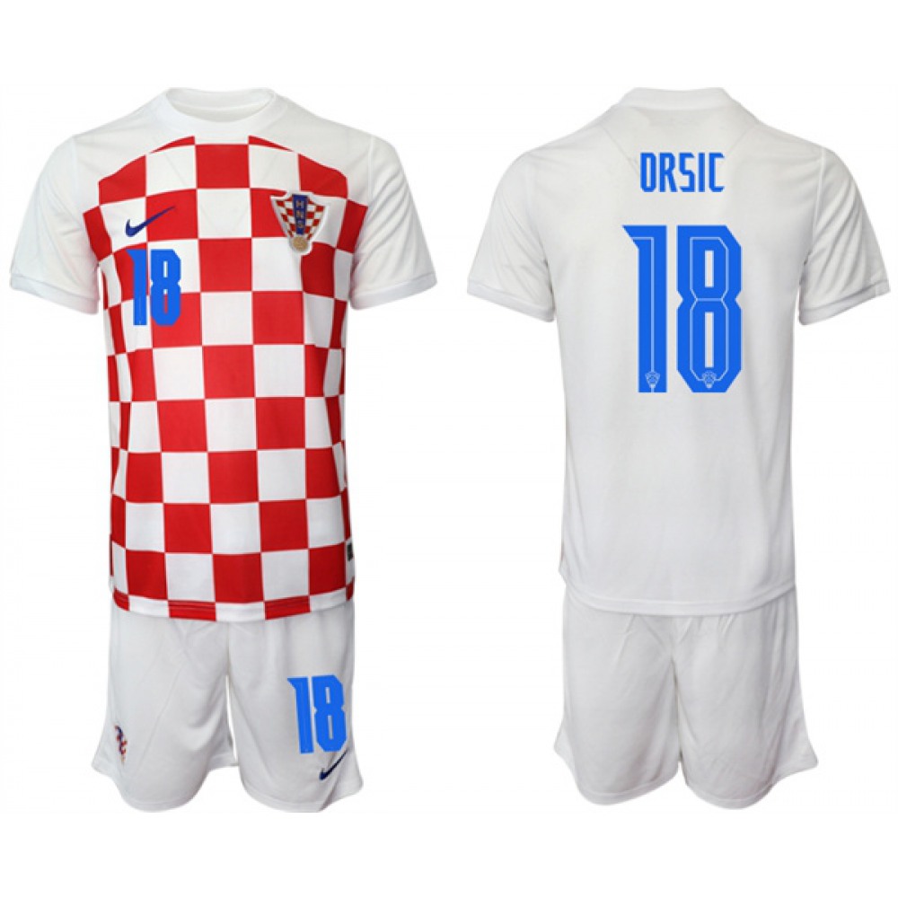 Men’s Croatia #18 Drsic White Home Soccer Jersey Suit