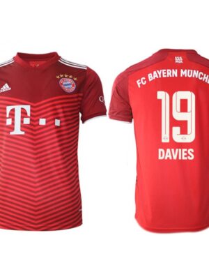 Men's FC Bayern Munchen #19 Alphonso Davies Red Home Soccer Jersey
