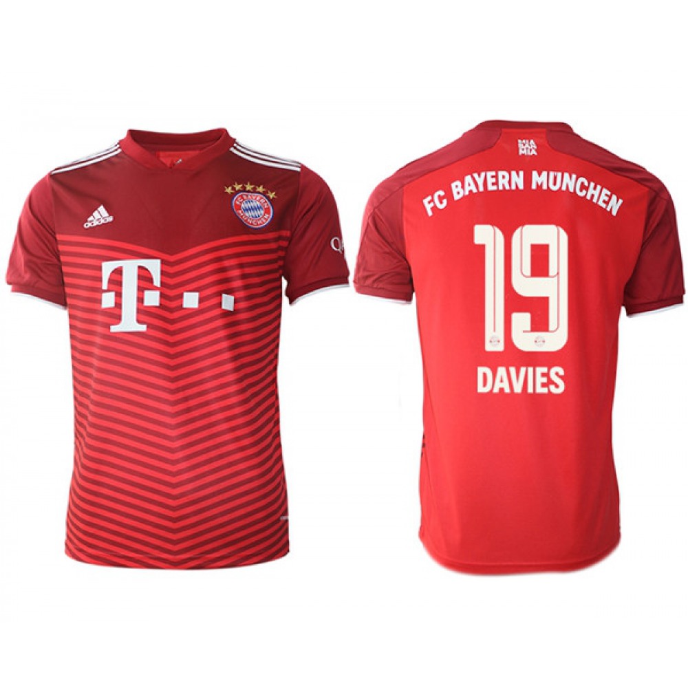 Men’s FC Bayern Munchen #19 Alphonso Davies Red Home Soccer Jersey