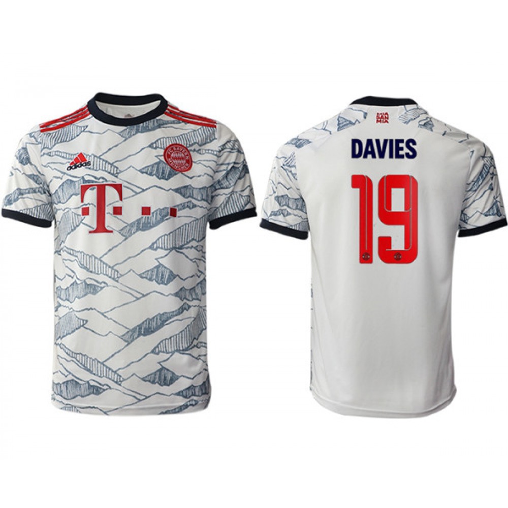 Men’s FC Bayern Munchen #19 Alphonso Davies White Away Soccer Jersey