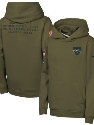 Youth New York Jets Olive 2025 Salute to Service Club Fleece Hoodie