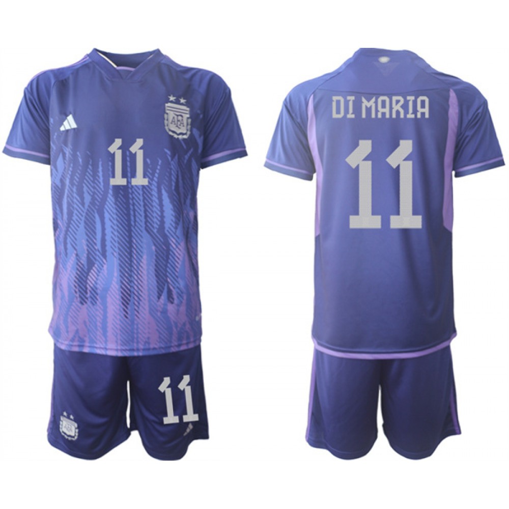 Men’s Argentina #11 Di maria Purple 2022 FIFA World Cup Away Soccer Jersey Suit