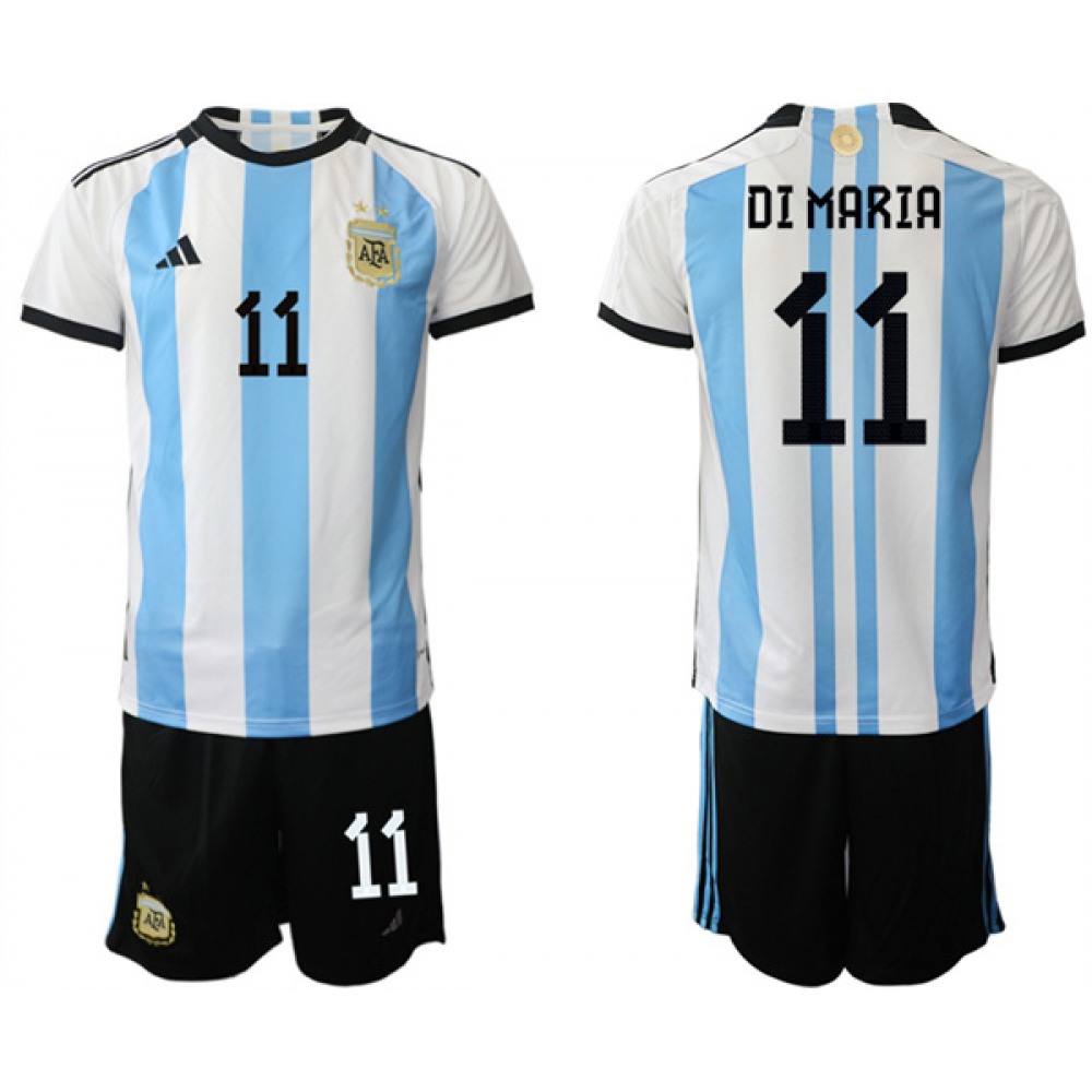 Men’s Argentina #11 Di maria White/Blue 2022 FIFA World Cup Home Soccer Jersey Suit