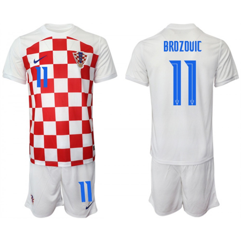 Men’s Croatia #11 Brozovic White Home Soccer Jersey Suit